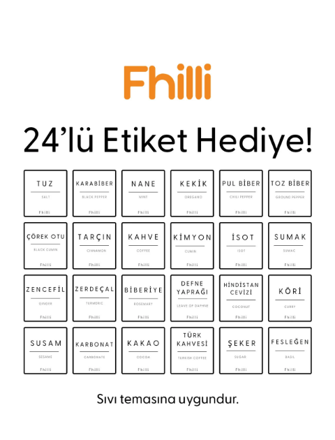 Fhilli Motto -Tulip Ağacı Vakum Kapaklı Etiket Hediyeli Cam Saklama Kabı Baharatlık Seti 315 ml