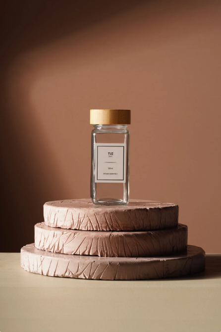 Fhilli Tokyo - Tohana Bambu Kapaklı 12'Li Cam Kare Baharatlık 125 ml Etiket Hediyeli