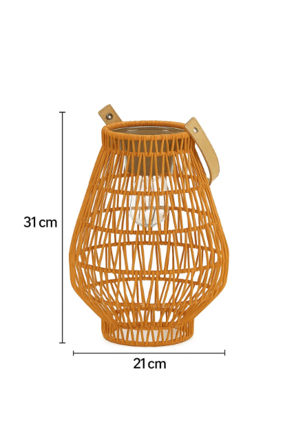 Fhilli Solar Rattan Fener Lamba – Güneş Enerjili Dekoratif Bahçe ve Balkon Aydınlatma 31 cm