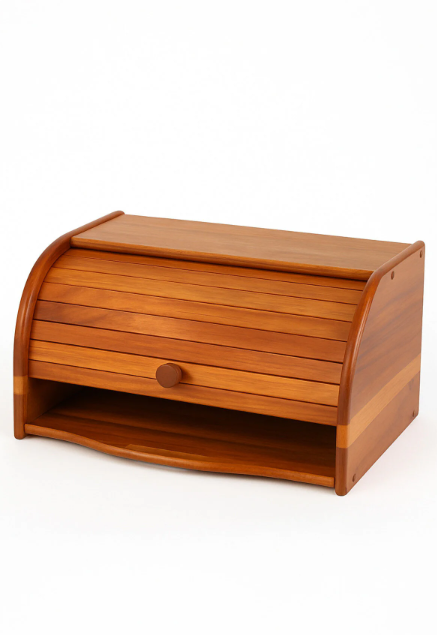 Fhilli Tohana Akasya Ağacı Ahşap Ekmek Kutusu – Doğal Roll Kapaklı Ekmeklik
