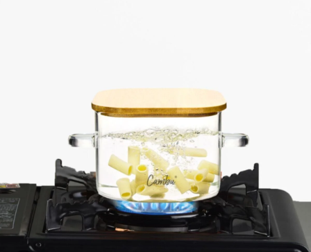 Fhilli Cambu Bambu Kapaklı Borosilikat Cam Mini Tencere 700 ml