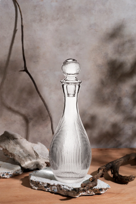 Fhilli Majestic - Çizgili El Yapımı Cam Şerbetlik Karaf Sürahi