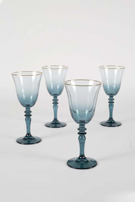 Rakle Gold Iconic 4'lü Su Kadehi Seti Petrol Mavisi 270 cc