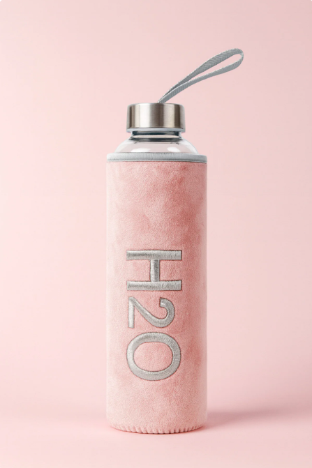 Tohana Peluş Kılıflı Cam Matara 600 ml