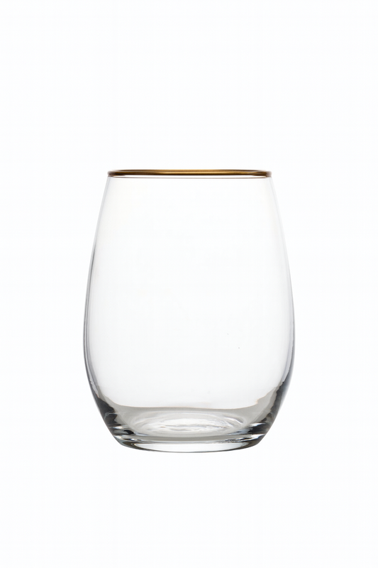 AMBER 6'LI ŞARAP BARDAĞI 570CC 420725 gold rim