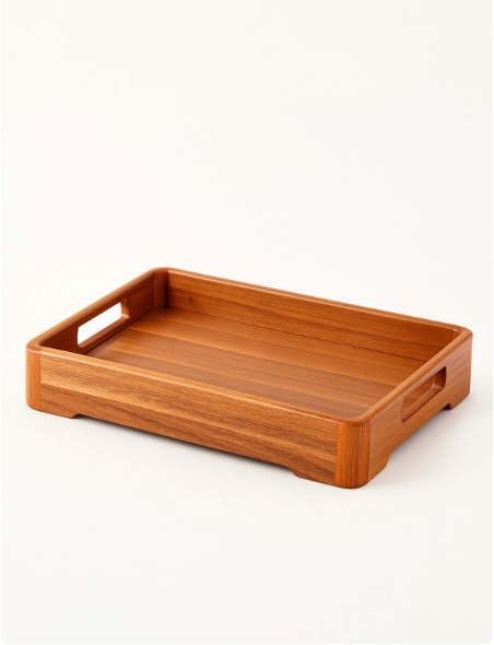 Fhilli Akasya Ahşap Servis Tepsisi-Doğal Ahşap Sunum Tepsisi