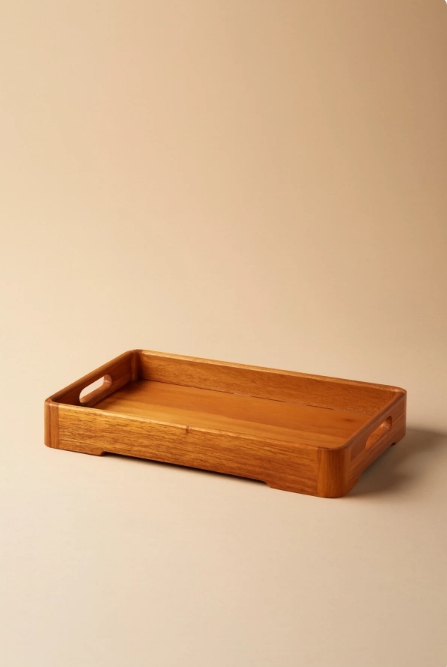 Fhilli Akasya Ahşap Servis Tepsisi-Doğal Ahşap Sunum Tepsisi