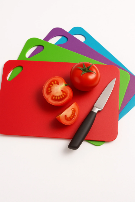 Fhilli Tallin - 4'lü Renkli Plastik Kesme Tahtası Seti | 29x19 cm Hijyenik ve Pratik Kullanım