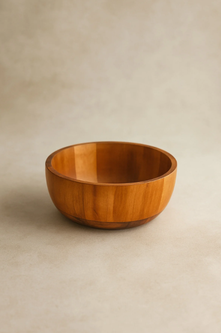 Fhilli Akasya Doğal Ahşap Derin Kase | Salata, Sunum ve Servis Kasesi