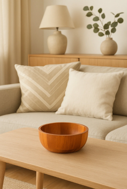 Fhilli Akasya Doğal Ahşap Derin Kase | Salata, Sunum ve Servis Kasesi