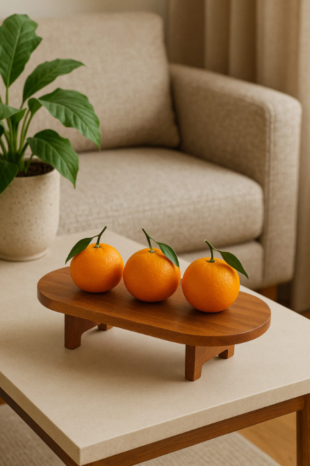 Fhilli Akasya Ahşap Ayaklı Sunum ve Kesim Panosu Doğal Servis Tahtası