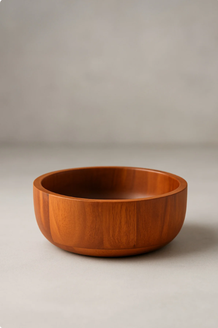 Fhilli Akasya Doğal Ahşap Derin Kase | Salata, Sunum ve Servis Kasesi