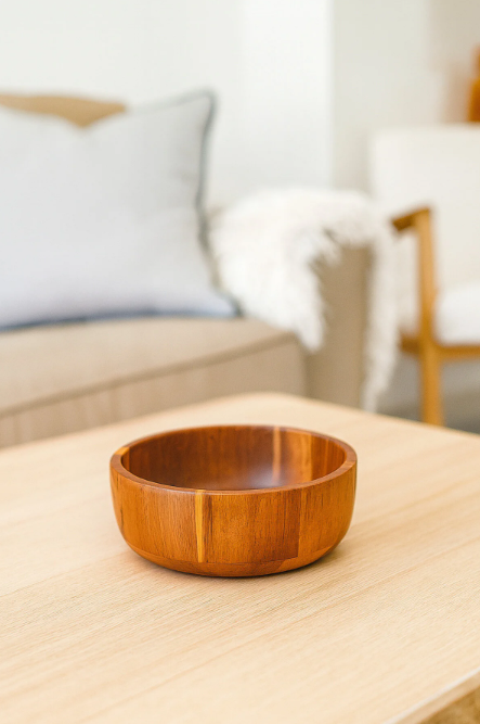 Fhilli Akasya Doğal Ahşap Derin Kase | Salata, Sunum ve Servis Kasesi