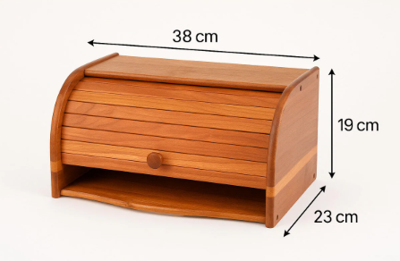 Fhilli Tohana Akasya Ağacı Ahşap Ekmek Kutusu – Doğal Roll Kapaklı Ekmeklik