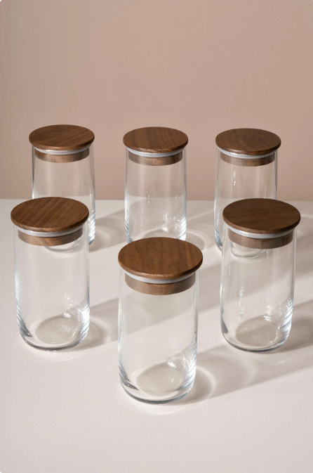 Fhilli Terra 6'Lı Vakum Kapaklı Etiket Hediyeli Cam Saklama Kabı Baharatlık Seti 365 ml