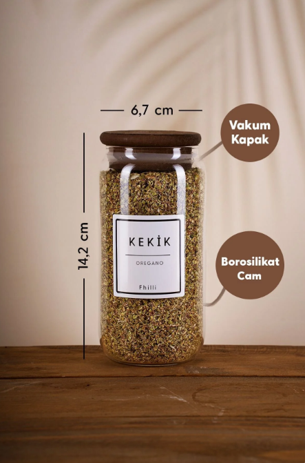 Fhilli Lizbon - 6'lı Ahşap Kapaklı Vakumlu Cam Saklama Kabı Baharatlık