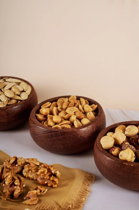 Fhilli Olive - 4 Adet Yuvarlak Ahşap Çerezlik 9 cm