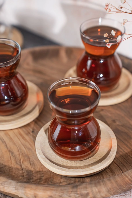 Fhilli Dantel 12 Parça Yuvarlak Bambu Altlıklı Çay seti