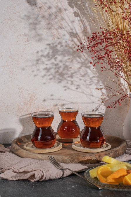 Fhilli Dantel 12 Parça Yuvarlak Bambu Altlıklı Çay seti