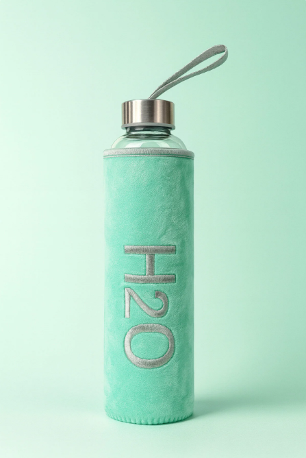 Tohana Peluş Kılıflı Cam Matara 600 ml