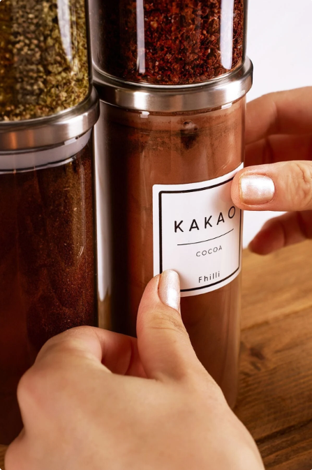 Fhilli Oslo - 6'lı Metal Kapaklı Vakumlu Cam Saklama Kabı Baharatlık 350ml