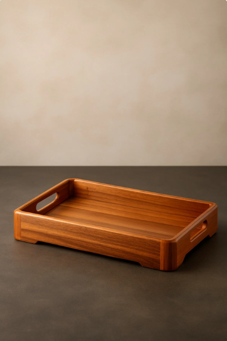 Fhilli Akasya Ahşap Servis Tepsisi-Doğal Ahşap Sunum Tepsisi