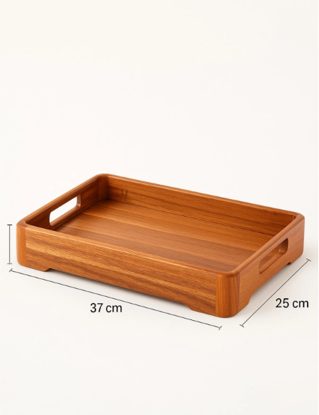 Fhilli Akasya Ahşap Servis Tepsisi-Doğal Ahşap Sunum Tepsisi