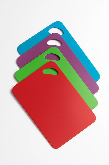 Fhilli Tallin - 4'lü Renkli Plastik Kesme Tahtası Seti | 29x19 cm Hijyenik ve Pratik Kullanım