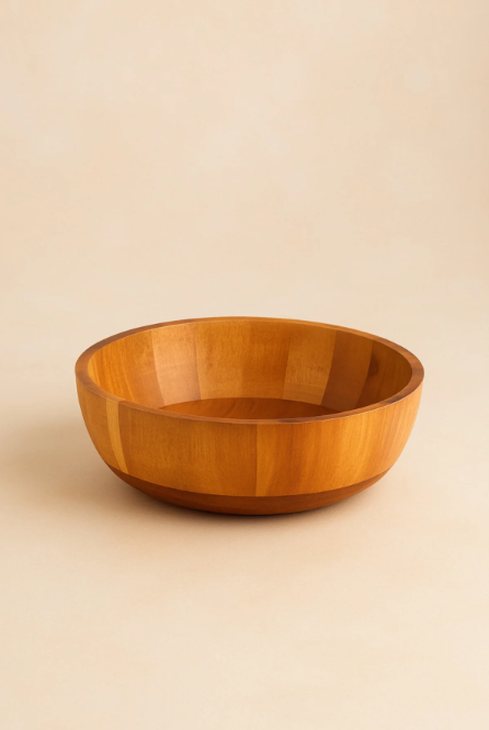 Fhilli Akasya Doğal Ahşap Derin Kase | Salata, Sunum ve Servis Kasesi