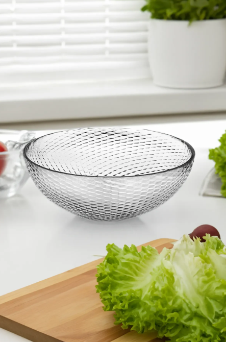 Fhilli Aden - Derin Cam Salata Kasesi Yuvarlak 22 cm