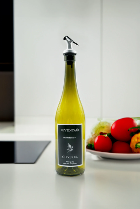 Fhilli Amber Damlatmaz Kapaklı Zeytinyağı Şişesi Yağdanlık 750cc