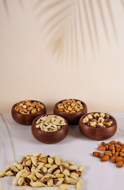 Fhilli Olive - 4 Adet Yuvarlak Ahşap Çerezlik 9 cm