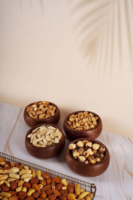 Fhilli Olive - 4 Adet Yuvarlak Ahşap Çerezlik 9 cm