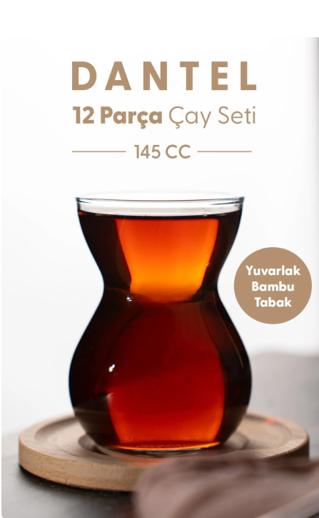 Fhilli Dantel 12 Parça Yuvarlak Bambu Altlıklı Çay seti