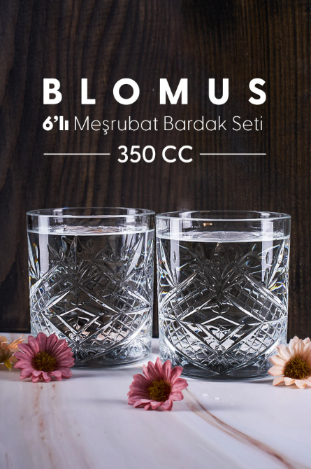 Fhilli Blomus 6'Lı Cam Meşrubat Bardak Seti Kristal Vintage Bardak 350 Cc