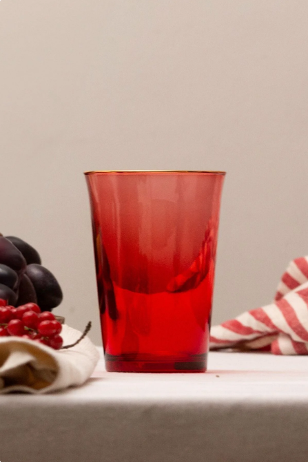 Rakle Gold Iconic 4'lü Su Bardağı Seti Kırmızı 290 cc