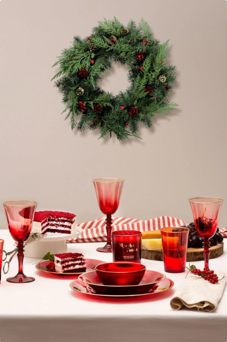 Rakle Gold Iconic 4'lü Su Bardağı Seti Kırmızı 290 cc