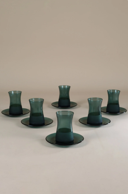 Genel Markalar Yeşil Mat 12 Parça Çay Takımı 170 cc, şık ve kullanışlı set