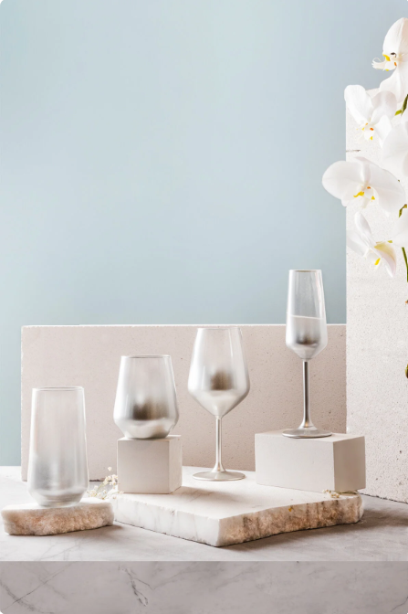 Rakle Glow 6'lı Su Kadehi Seti Silver 490 cc