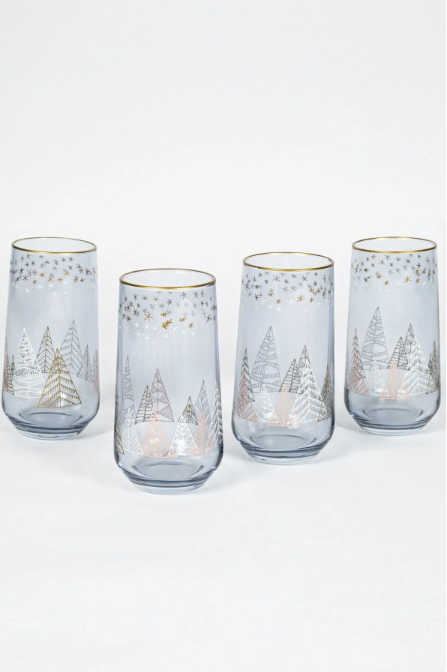Rakle Yılbaşı - Winter Sky 4'lü Meşrubat Bardağı Seti Mavi 470 Cc