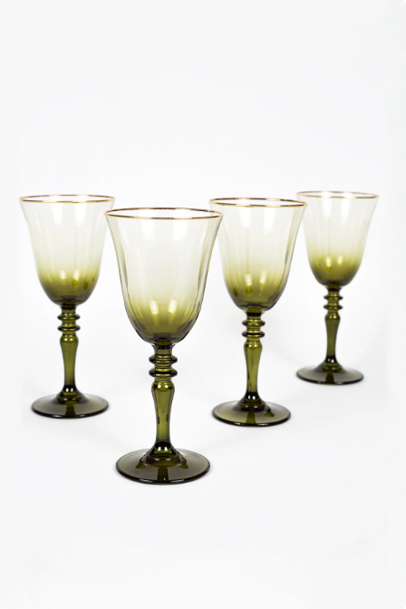 Rakle Gold Iconic 4'lü Su Kadehi Seti Yeşil 270 Cc