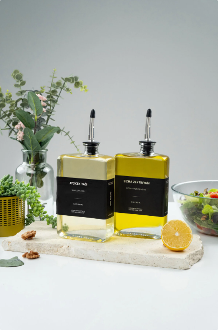 Tohana İkili Cam Kitap Yağlık 500 ml Gümüş