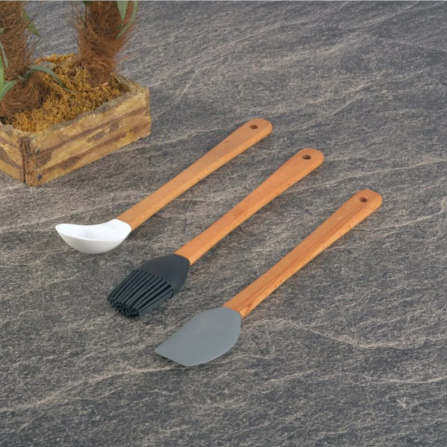 Tohana 3'lü Silikon Spatula Seti Bambu