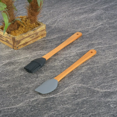 Tohana 2'li Silikon Spatula Seti Bambu