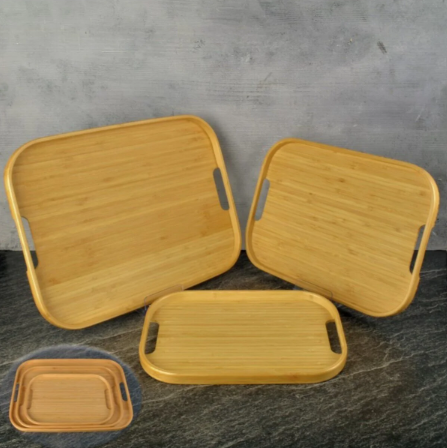 Tohana Bambu Üçlü Dikdörtgen Tepsi