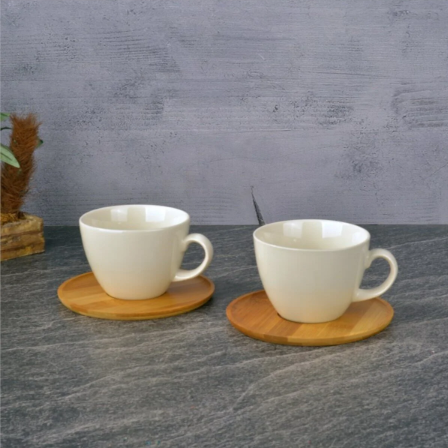 Tohana Bambu Porselen İkili Çay Fincanı