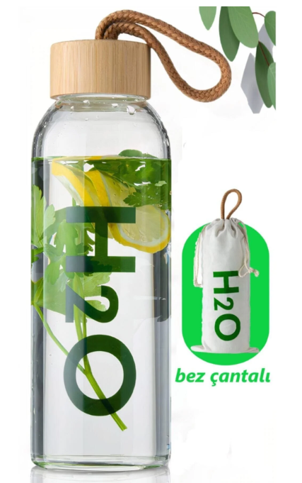 Tohana Art Bee H2o Borosilikat Cam Matara Bambu Vakum Kapaklı Su Şişesi Suluk