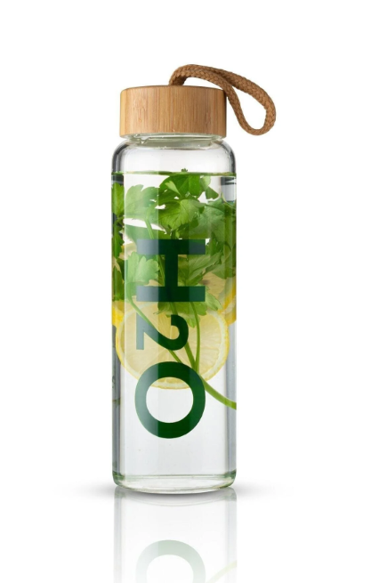 Tohana H2o Baskılı Bambu Kapaklı Cam Matara 800ml Thn75176