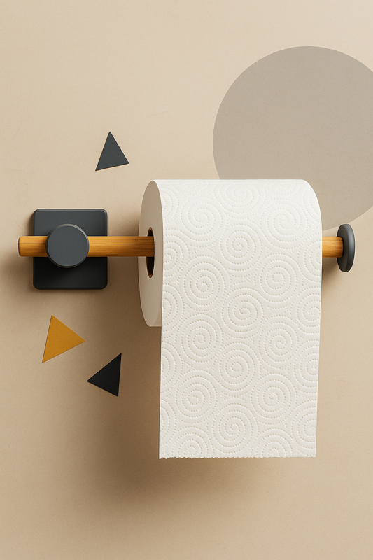 Fhilli Kendiliğinden Yapışkanlı Bambu Tuvalet Kağıdı Tutucu 20 cm