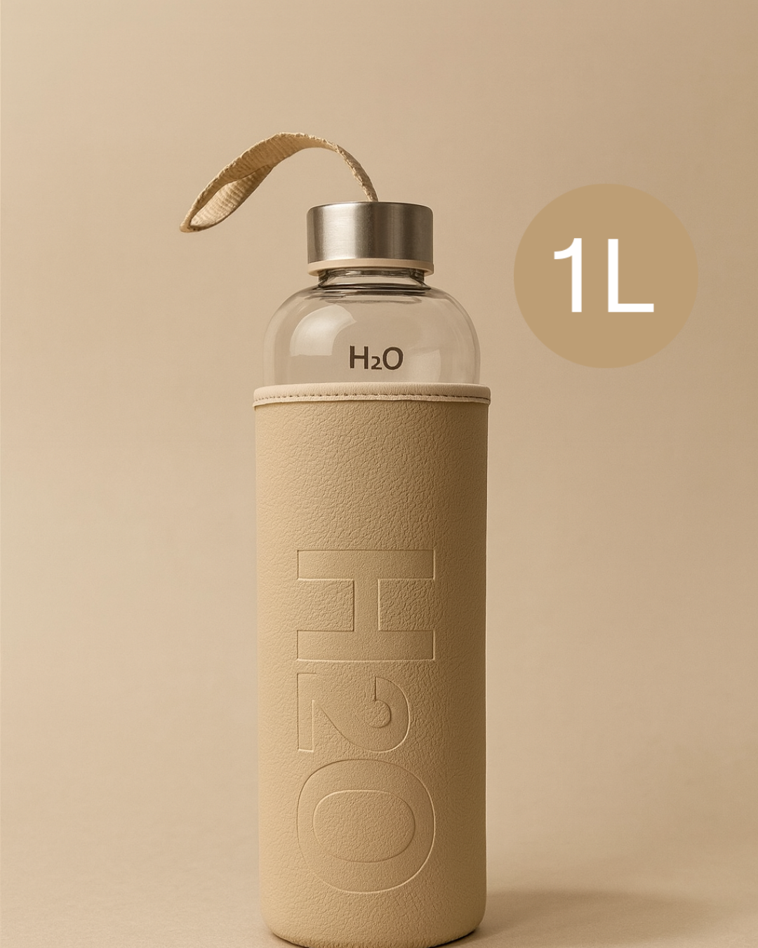 Fhilli H2O Deri Kılıflı Cam Matara 1000 ml